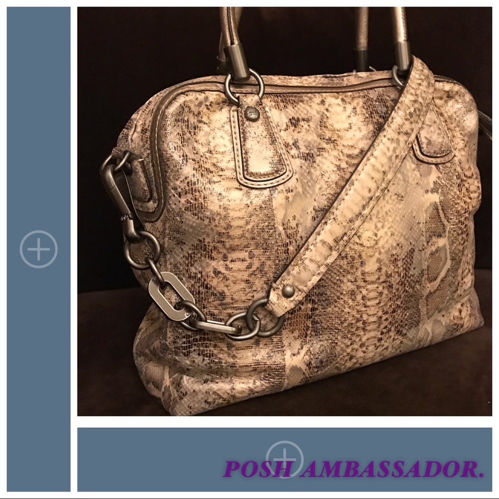 VTG COACH REPTILE EMBOSSED LEATHER SATCHEL
